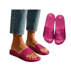 Time And Tru Glitter Slide Sandals
